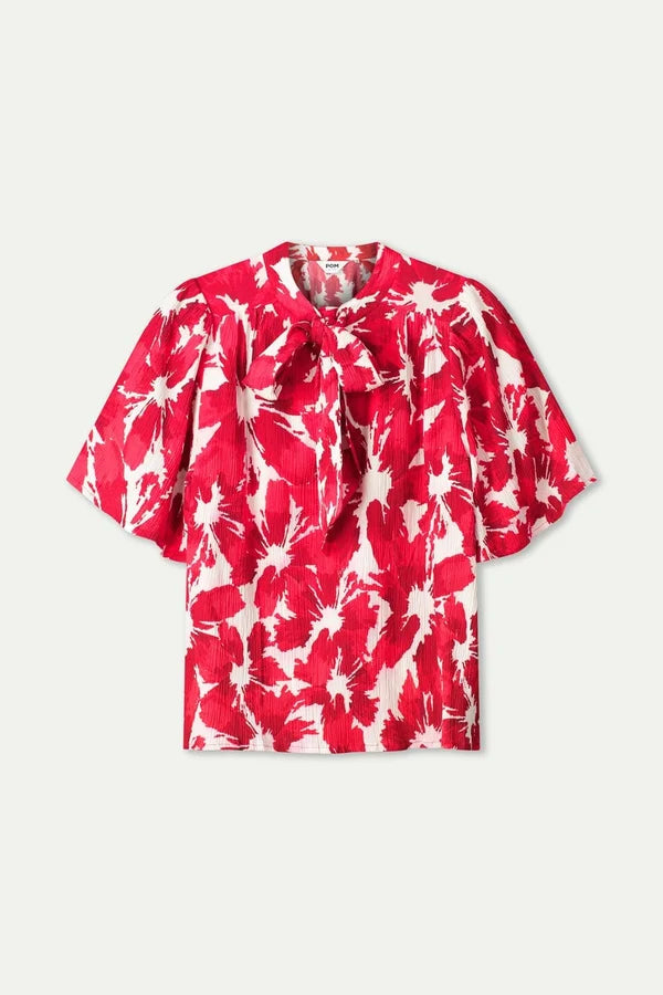 POM TOP CRINKLE BUBBLE in Bloom Red from POM Amsterdam