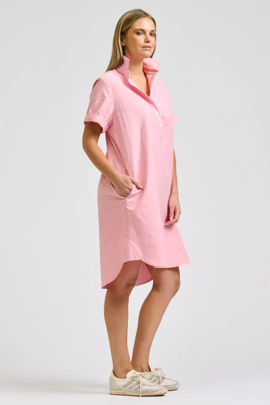 CATIE DRESS in Coral Oxford by Shirty