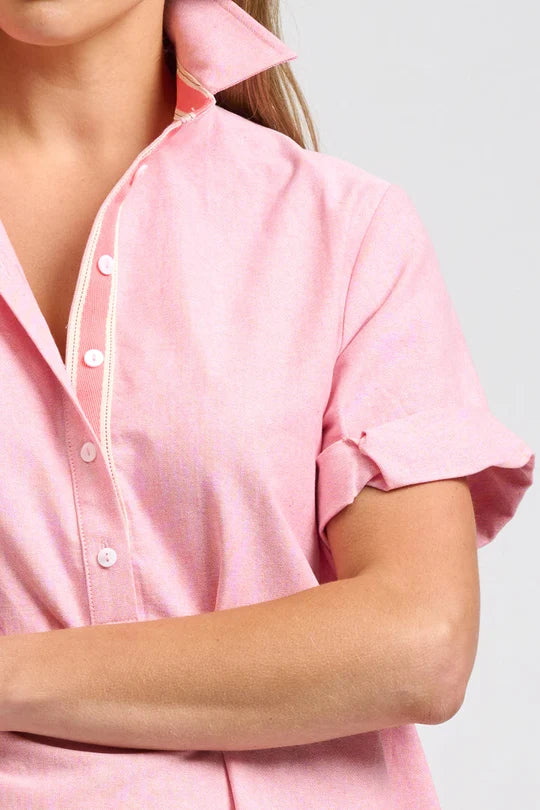CATIE DRESS in Coral Oxford by Shirty