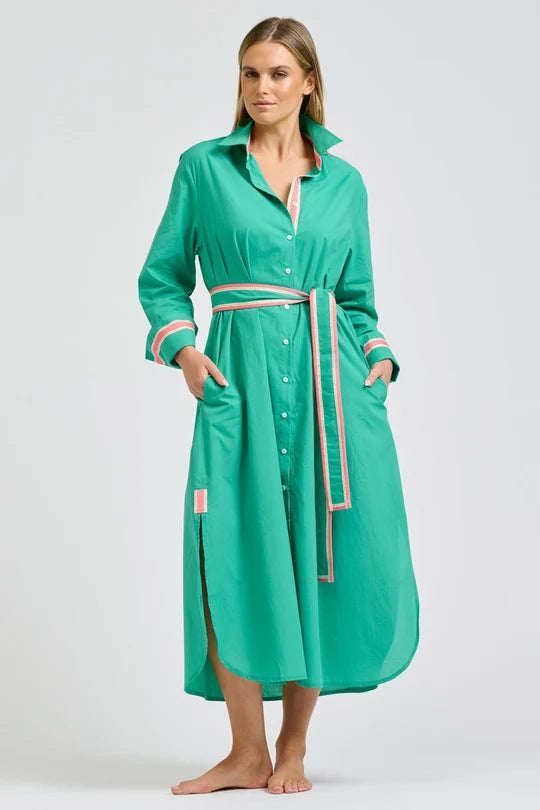 PIA LONGLINE SHIRT in Marine Green by Shirty