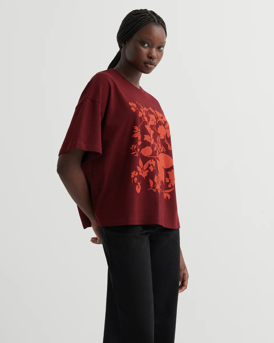 STENCIL TEE in Maroon by Kowtow
