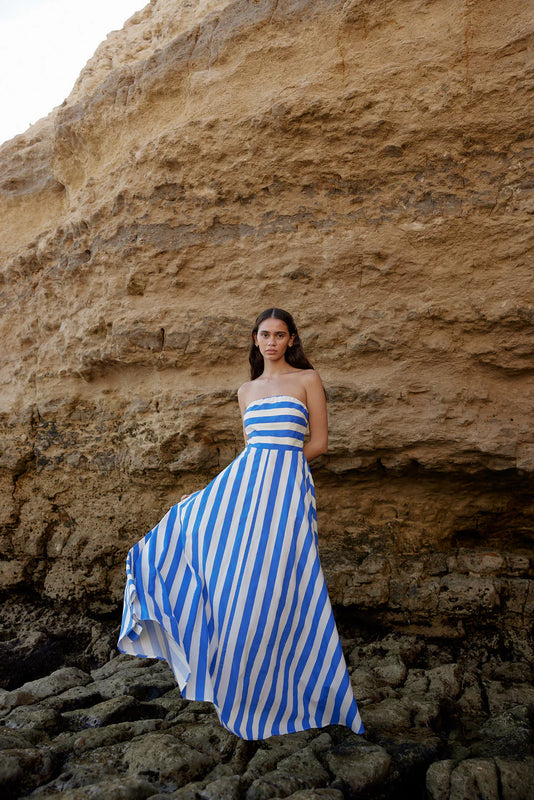 HAZEL DRESS in Pacific Stripe from Aston Studio