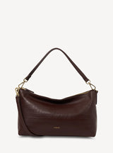 CLAUDIA SHOULDER BAG in Espresso Croc by Saben