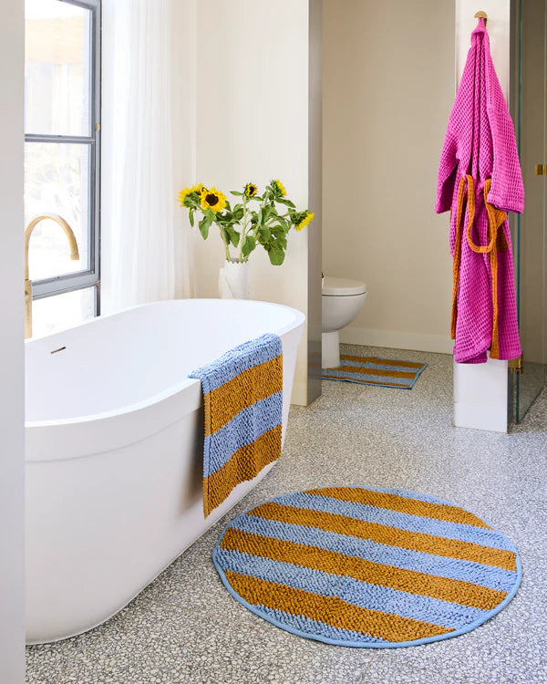 ROUND BATH MAT in Como Stripe from the amazing range of Kip & Co