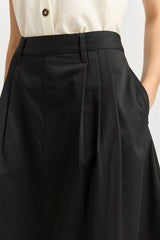 PLEAT DETAIL MIDI SKIRT in Black by Toorallie