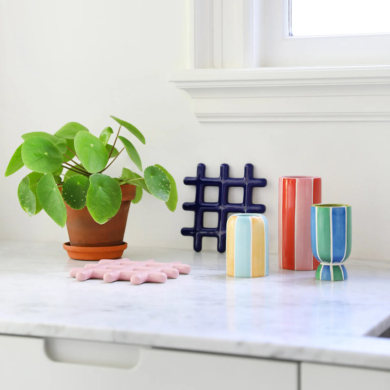 TRIVET GRID in Blue by &Klevering the homeware designer