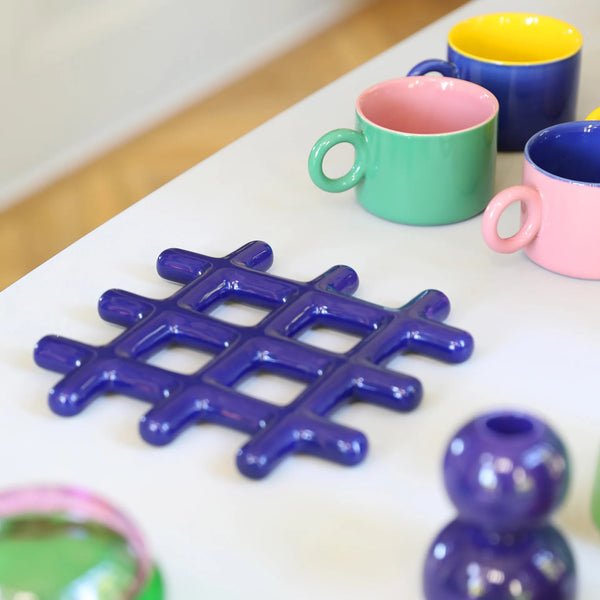 TRIVET GRID in Blue by &Klevering the homeware designer
