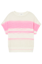 DROPPED SLEEVE STRIPED SWEATER in Pink + White by Sita Murt