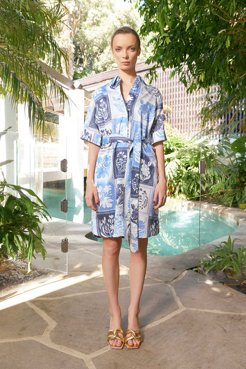 KIARA BOTANICAL DRESS in Denim from The Dreamer Label