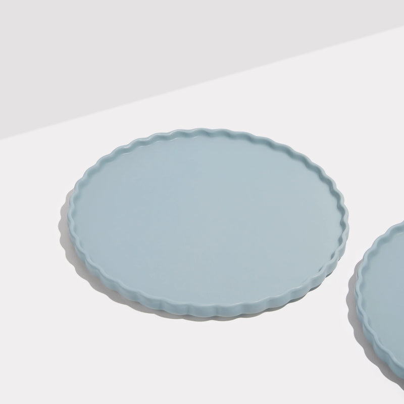 TWO X WAVE DINNER PLATES in Blue Grey from Fazeek