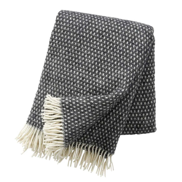 KNUT BRUSHED WOOL BLANKET in Dark Grey by KLIPPAN