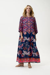 JACKIE ISOLA SUSHI VOILE MAXI DRESS in  Navy + Pink from Oneseason