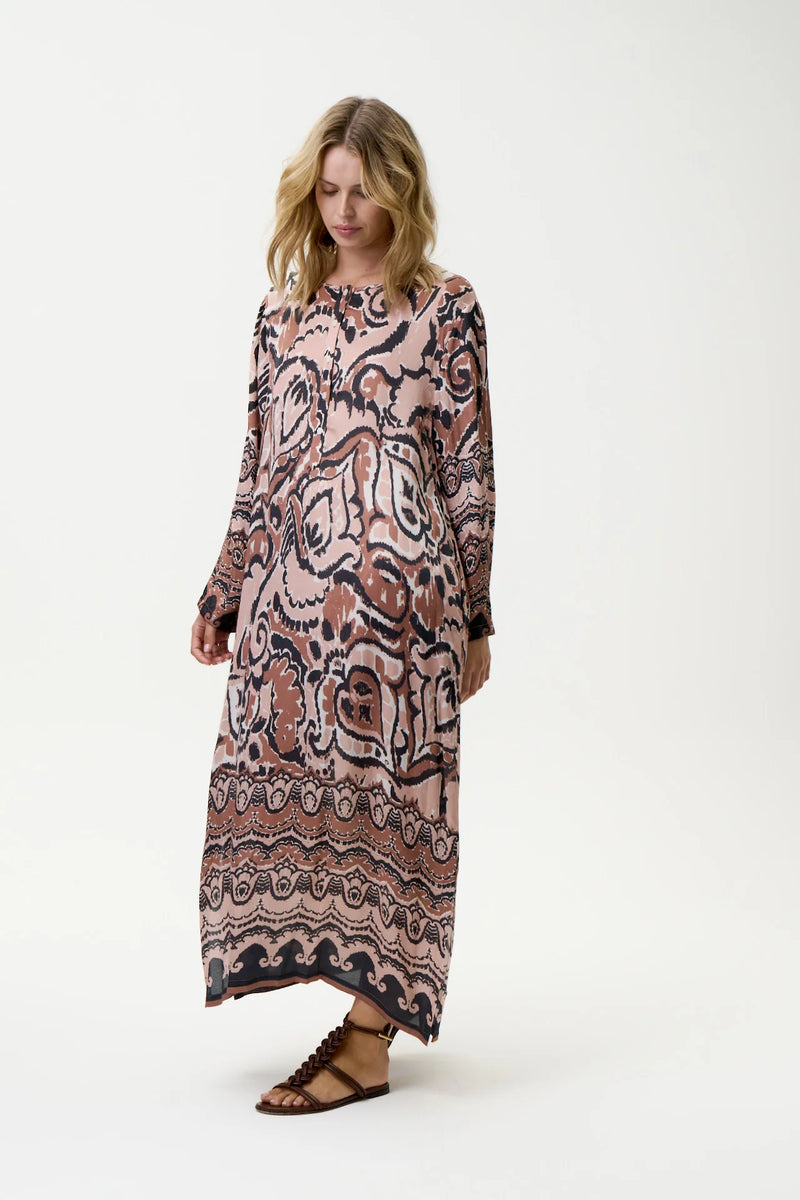 LLEW MAXI DRESS in Valencia Mocha Cupro from Oneseason