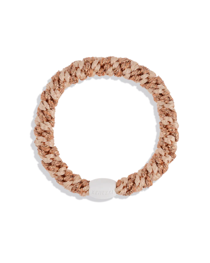 KKNEKKI ORIGINAL HAIR TIES in Rose Gold Glitter Powder Stripe by KKNEKKI