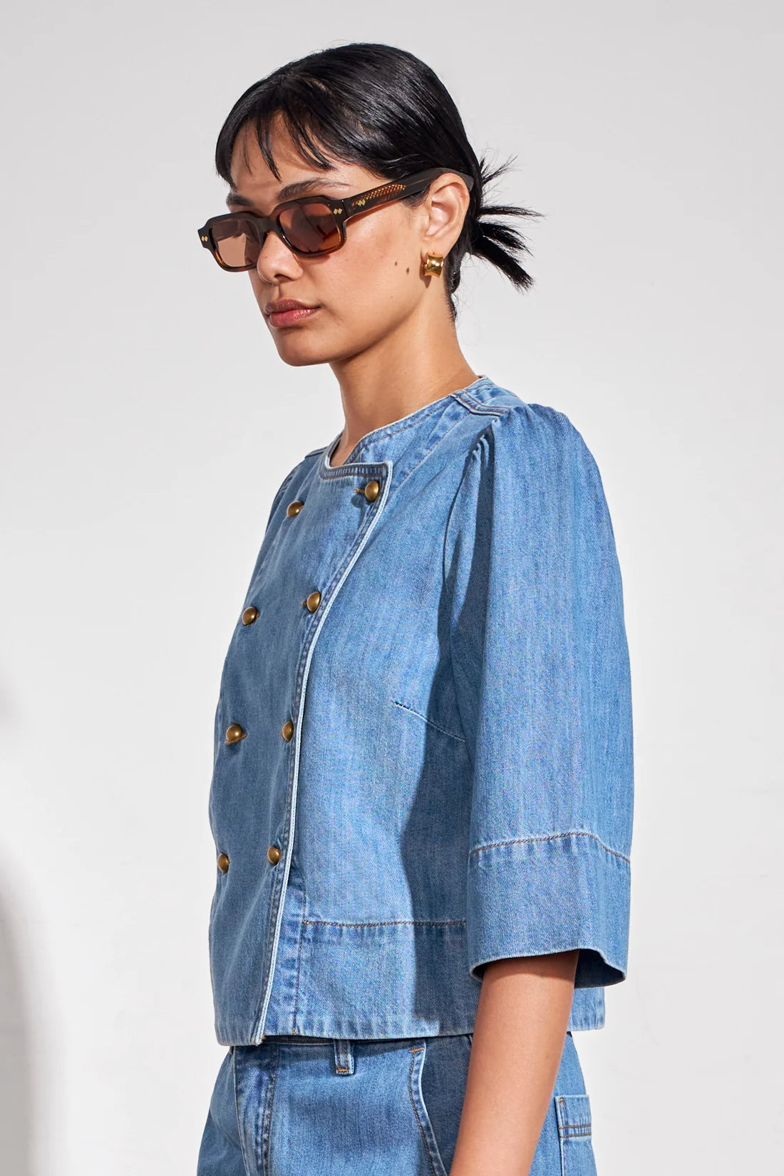 PLUNGE JACKET in Mid Wash Denim from Zoe Kratzmann