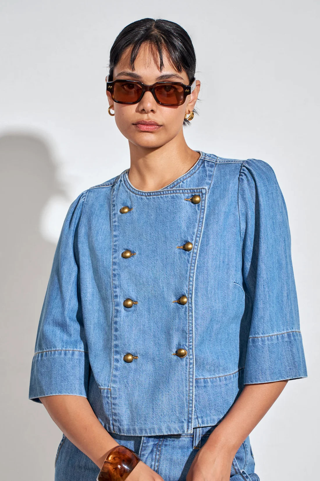 PLUNGE JACKET in Mid Wash Denim from Zoe Kratzmann