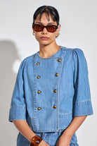 PLUNGE JACKET in Mid Wash Denim from Zoe Kratzmann
