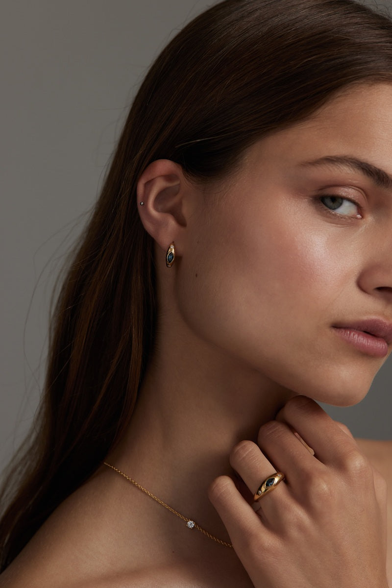 ASTERIA TOPAZ HOOPS in Gold by ToniMay
