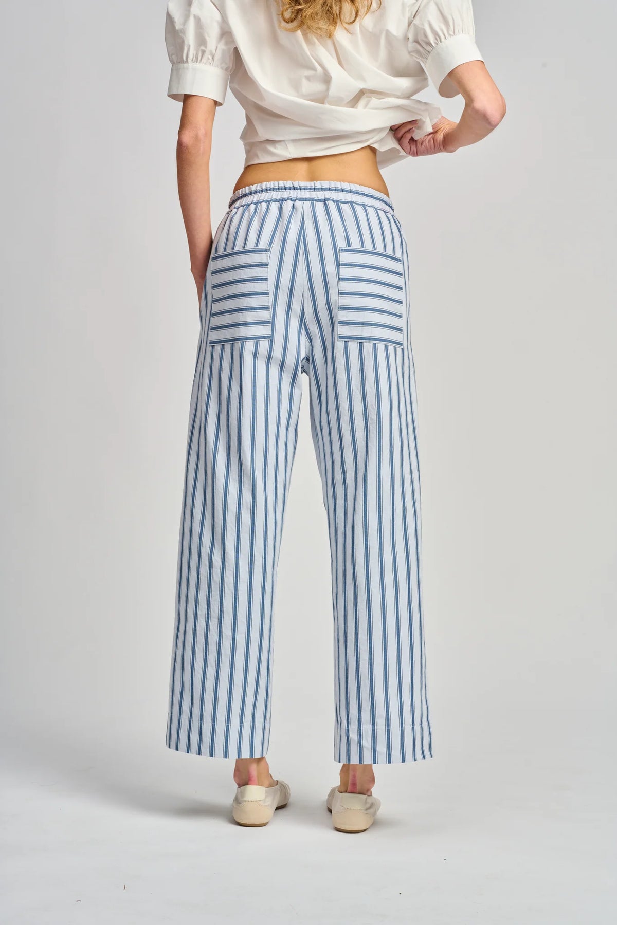 LE BISTROT STRIPE PANT in Blue by Le Stripe