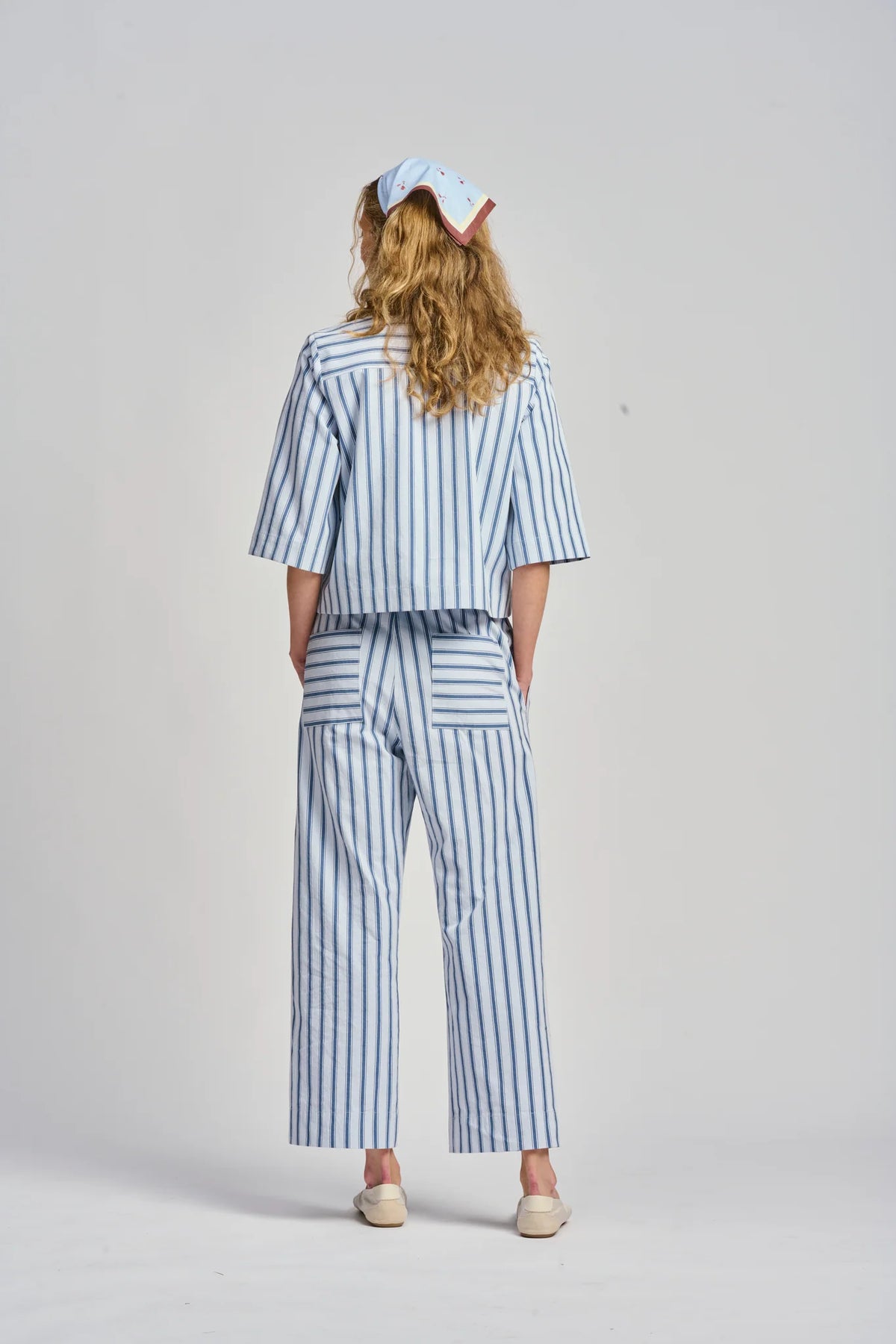 LE BISTROT STRIPE PANT in Blue by Le Stripe