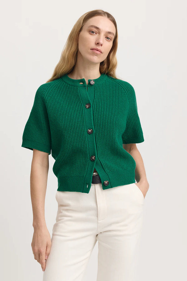 SHORT SLEEVE CARDIGAN in Lush Green by Toorallie