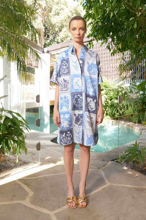 KIARA BOTANICAL DRESS in Denim from The Dreamer Label