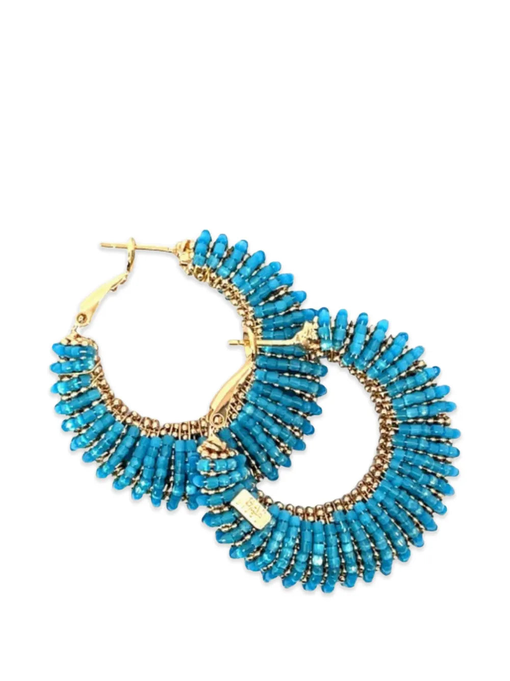 IZZIA BEADED HOOP EARRINGS LARGE in Turquoise by Gas Bijoux