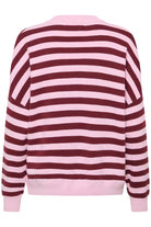 FOSTERIW V NECK KNIT in Pink + Zinfandel Stripe by Inwear