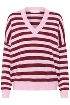 FOSTERIW V NECK KNIT in Pink + Zinfandel Stripe by Inwear