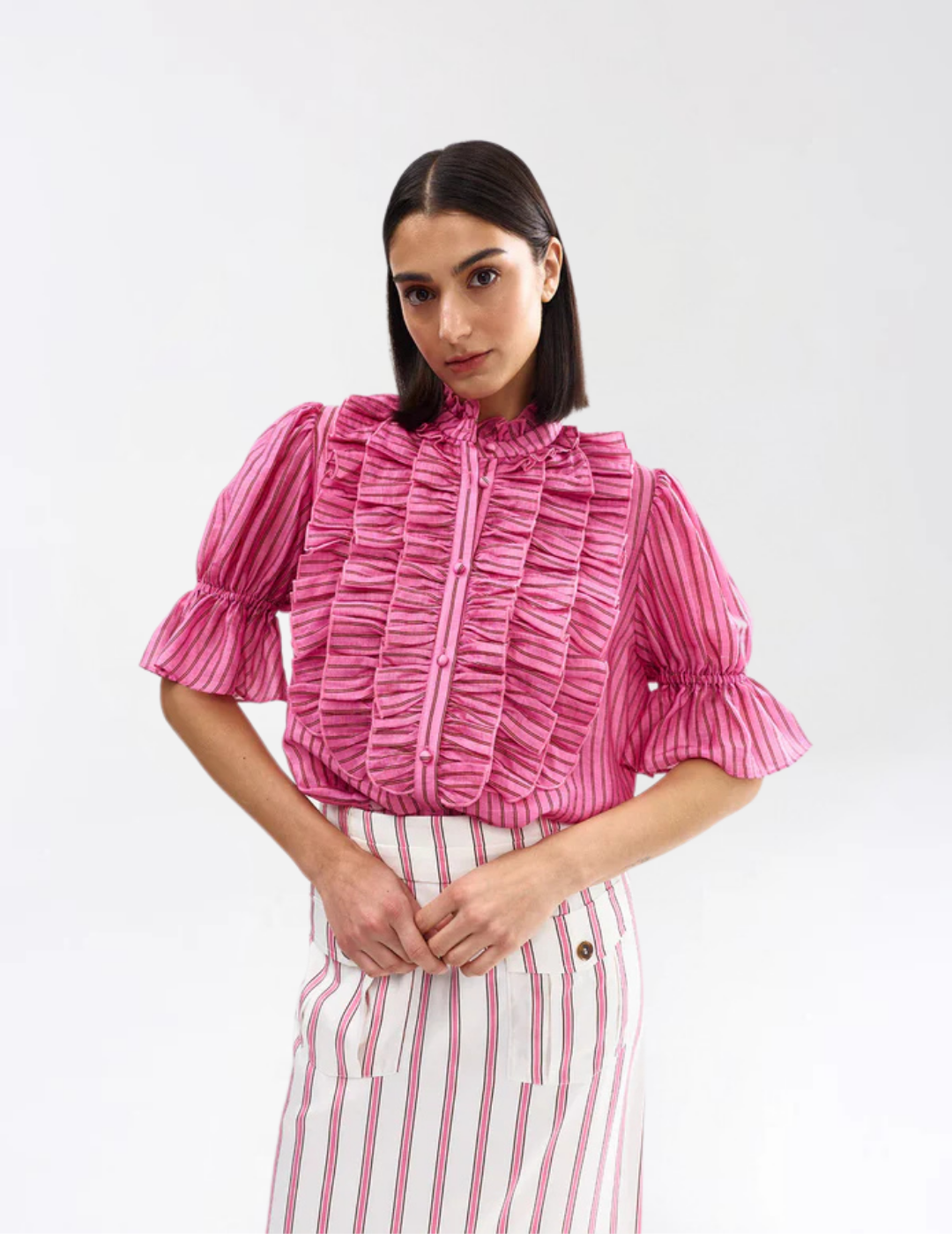 LEONIE BLOUSE | Poppy Bark Stripe - Darling & Domain