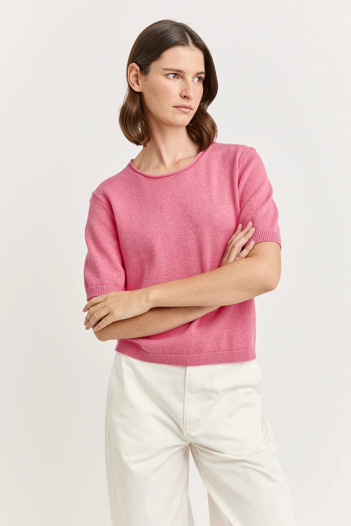 SHORT SLEEVE KNIT in Flamingo by Toorallie at Darling & Domain
