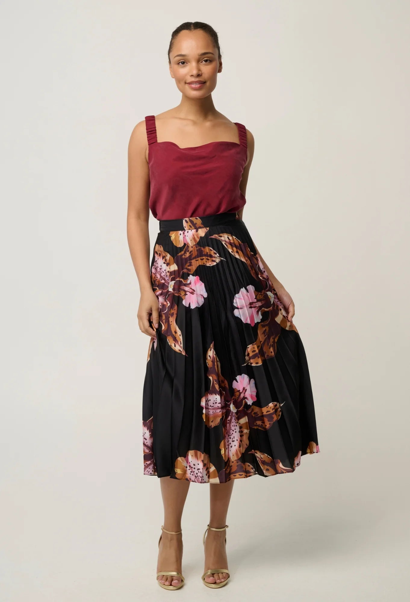 DELRAY REVERSIBLE CUPRO CAMI in Ruby from Oncewas