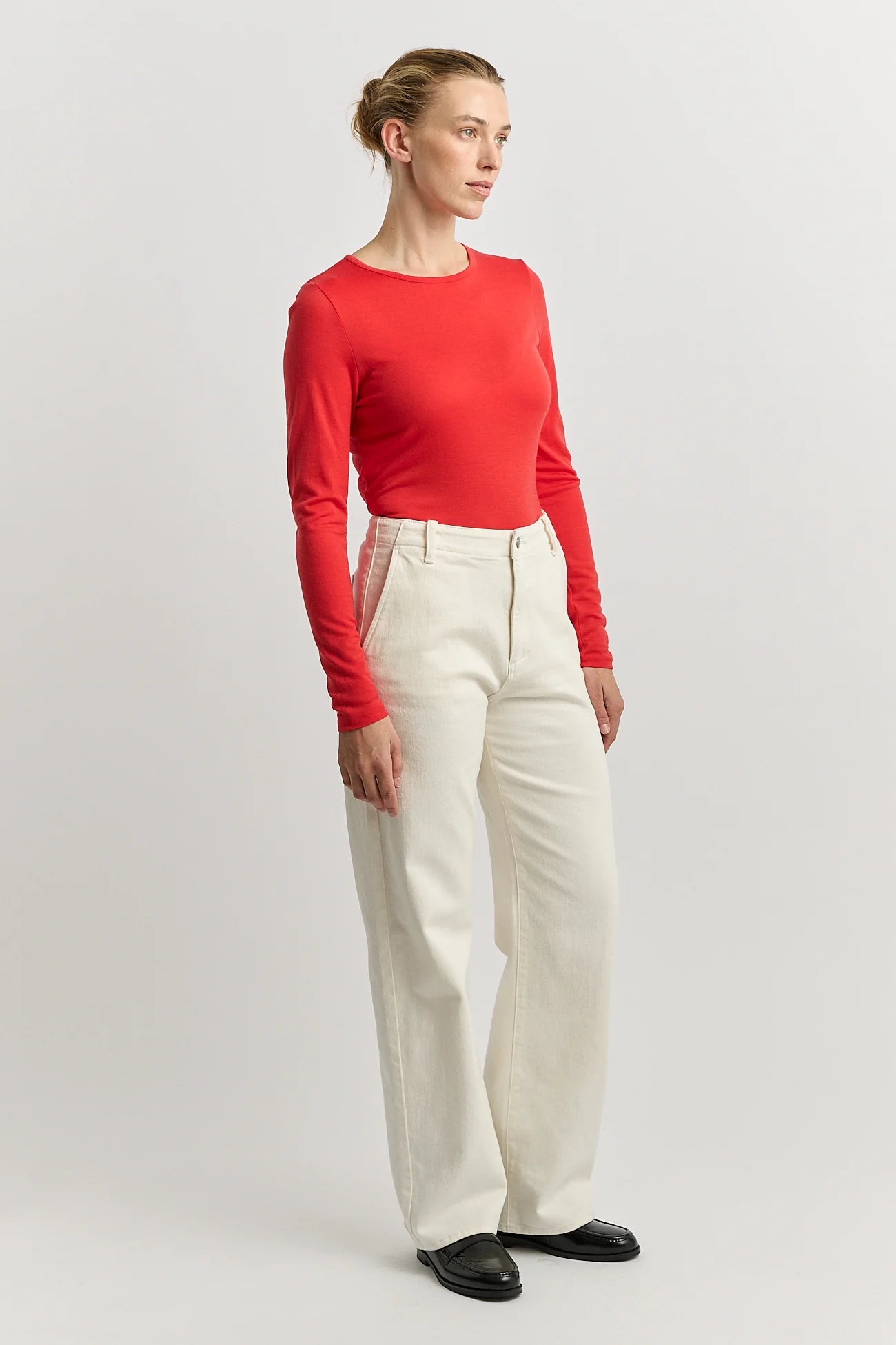 CREW MERINO TEE in Poppy by Toorallie
