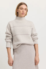 PIN STRIPE FUNNEL JUMPER in Oat by Toorallie
