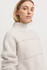 PIN STRIPE FUNNEL JUMPER in Oat by Toorallie