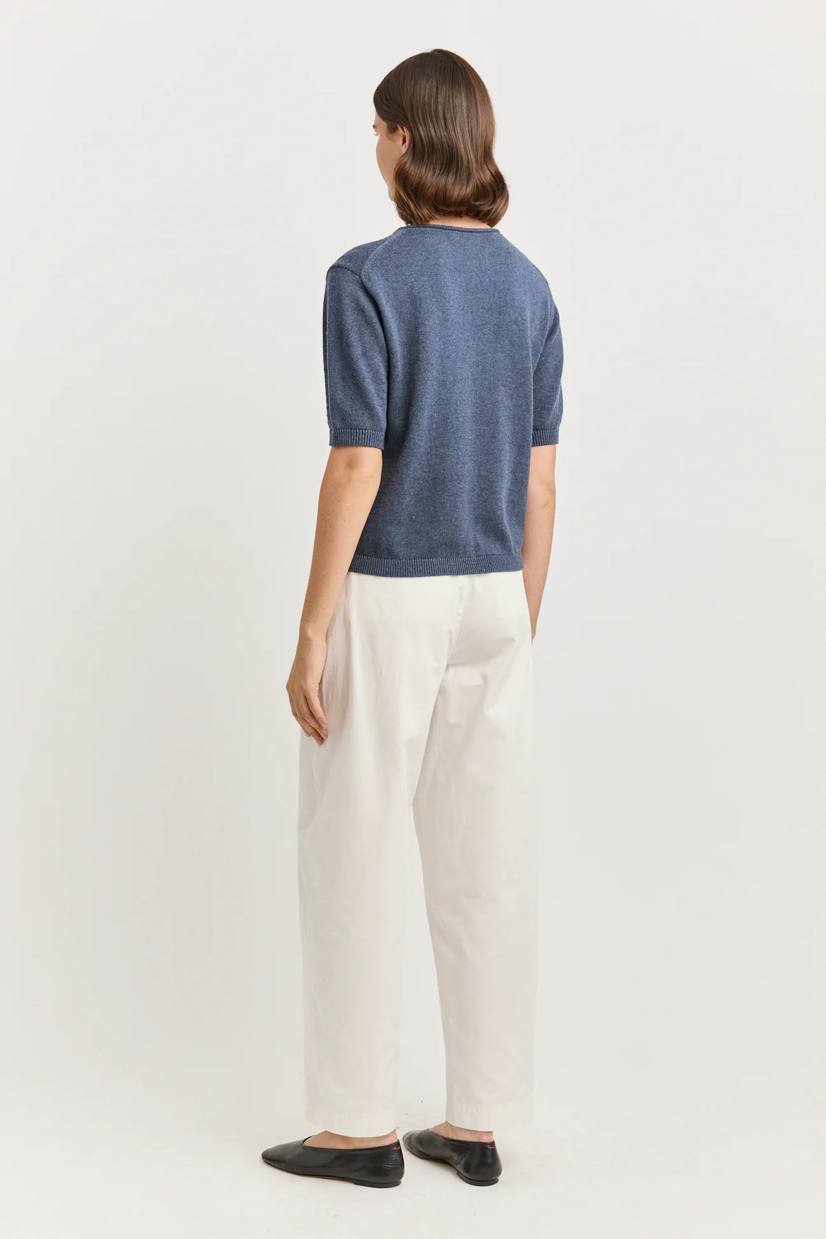 SHORT SLEEVE KNIT in Navy Melange by Toorallie at Darling & Domain