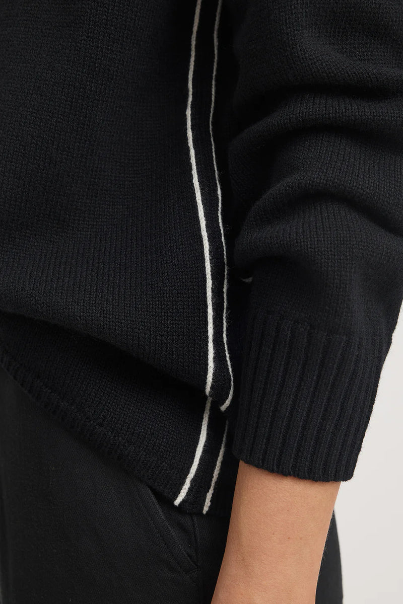 FUNNEL NECK JUMPER in Black + White by Toorallie