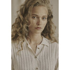 AMELIA SHORT SLEEVE POLO in White Sand by Annie Mi