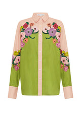 JEWEL FLORAL SHIRT  in Chartreuse from Bohemian Traders