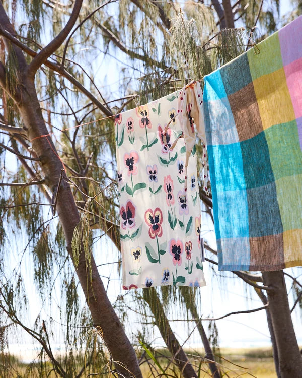 KIP & CO TEA TOWEL in Pretty Pansy from the amazing range of Kip & Co products