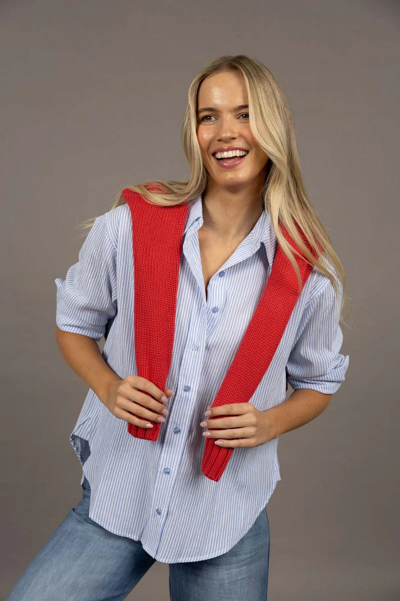NALA STRIPE SHIRT in Blue Stripe by Humidity Lifestyl