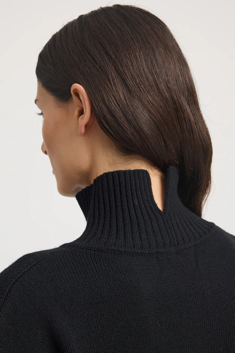 FUNNEL NECK JUMPER in Black + White by Toorallie