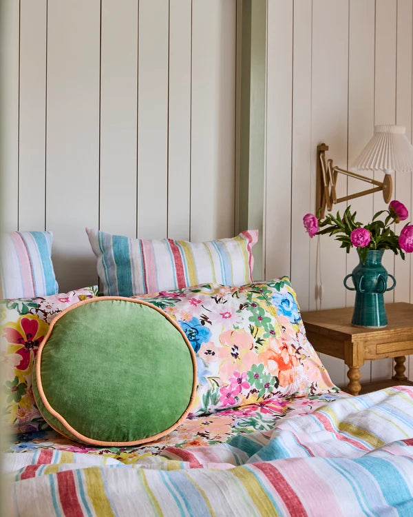VELVET PEA CUSHION in Pesto from the amazing range of Kip & Co products