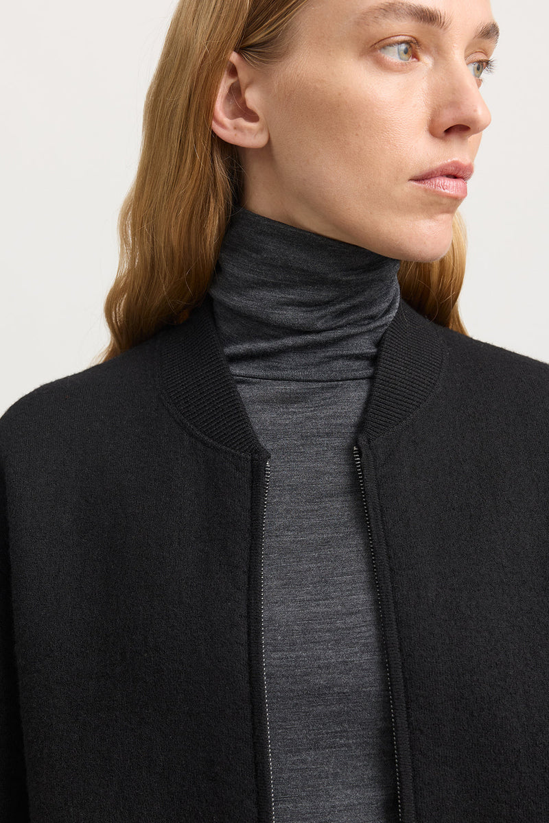 WOOL BOMBER JACKET in Black by Toorallie
