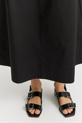 PLEAT DETAIL MIDI SKIRT in Black by Toorallie