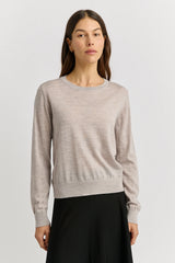 EXTRA FINE KNIT CREW in Light Oat by Toorallie
