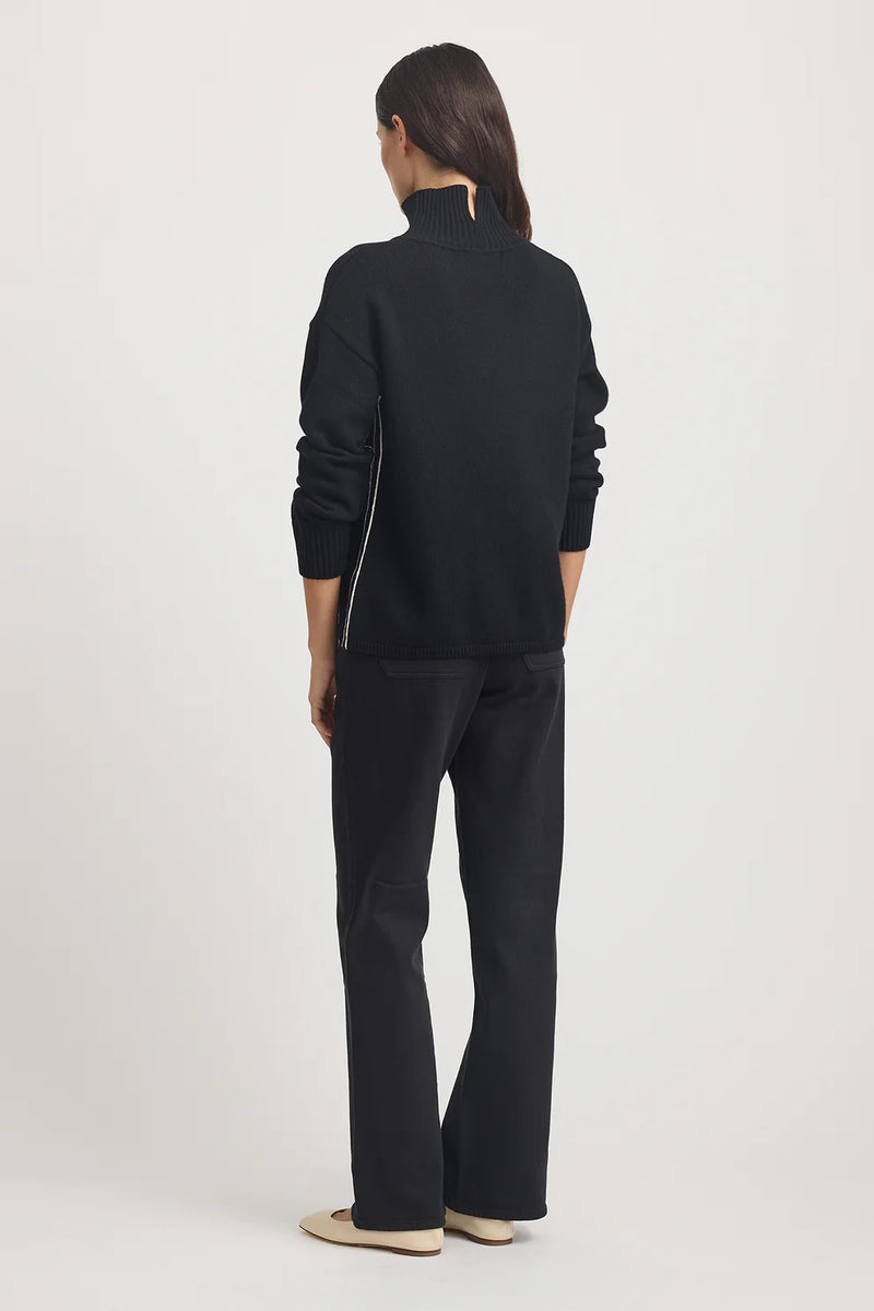 FUNNEL NECK JUMPER in Black + White by Toorallie