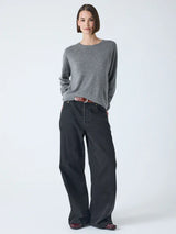 KAIRA CASHMERE KNIT TOP in Heathered Sky from Absolute Cashmere