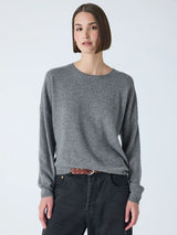 KAIRA CASHMERE KNIT TOP in Heathered Sky from Absolute Cashmere