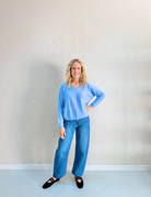 ALICIA CASHMERE KNIT TOP in Provence Blue by Absolut Cashmere